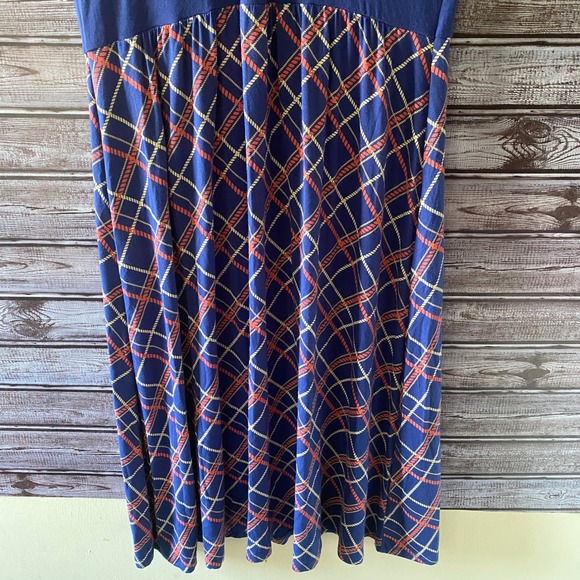 LL Bean Women's Short-Sleeved Dress Size M Blue Rope Print V-Neck - Picture 2 of 7